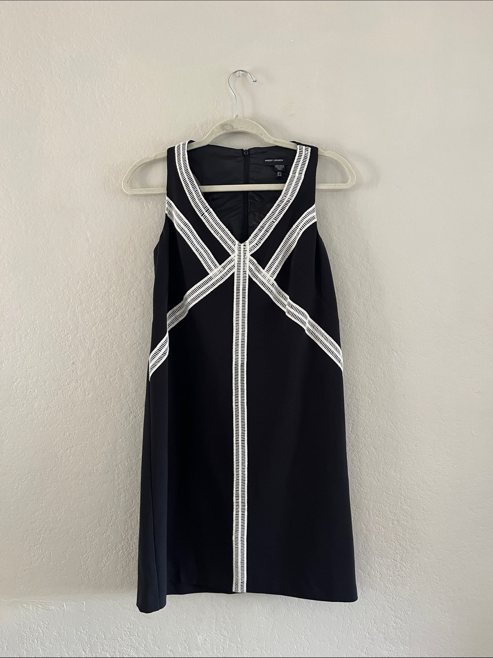 Maggy London Black Mini Dress with White Trim